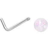 20G 1/4 Green Gem Green Aurora Faux Opal Pack L Shape Nose Ring Set of 6