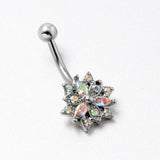 Aurora CZ Gem Snowflake Style Belly Ring