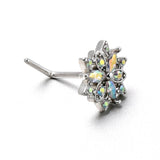 20G 7mm Aurora CZ Gem Snowflake Style L Shape Nose Ring