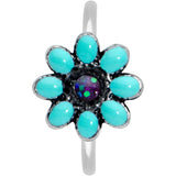 20G 5/16 Blue Gem Flower Teal Petals Nose Hoop