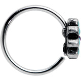 20G 5/16 Blue Gem Flower Teal Petals Nose Hoop