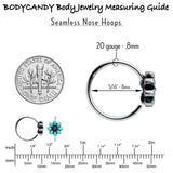 20G 5/16 Blue Gem Flower Teal Petals Nose Hoop