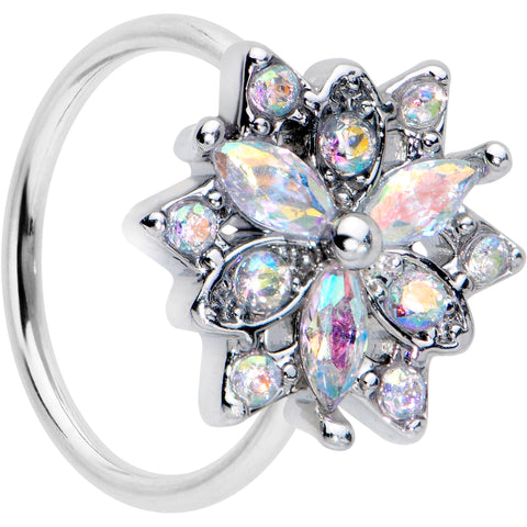 20G 5/16 Aurora CZ Gem Snowflake Style Nose Hoop