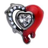 20G 7mm Clear Gem Bleeding Heart L Shape Nose Ring