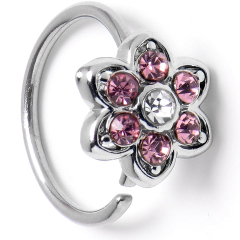 20G 5/16 Pink Radiant Blossom Flower Nose Hoop