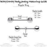 14G 9/16 Red CZ Gem Black Passion Heart Barbell Nipple Ring Set