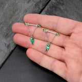 14G 9/16 Fancy Leprechaun St Patricks Chain Dangle Nipple Ring Set