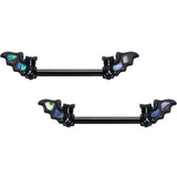 14G 9/16 Black Subtle Bat Barbell Nipple Ring Set