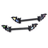 14G 9/16 Black Subtle Bat Barbell Nipple Ring Set