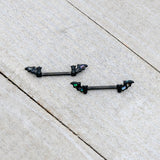 14G 9/16 Black Subtle Bat Barbell Nipple Ring Set