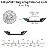 14G 9/16 Black Subtle Bat Barbell Nipple Ring Set