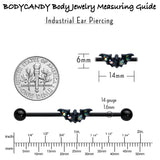 14G Flying Black Bat Industrial Barbell 38mm