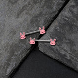 14G 9/16 Kawaii Cutie Easter Bunny Barbell Nipple Ring Set