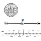 14G Easter Bunny Red Blue Ears Industrial Barbell 38mm