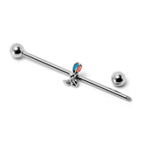 14G Easter Bunny Red Blue Ears Industrial Barbell 38mm