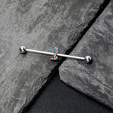 14G Easter Bunny Red Blue Ears Industrial Barbell 38mm