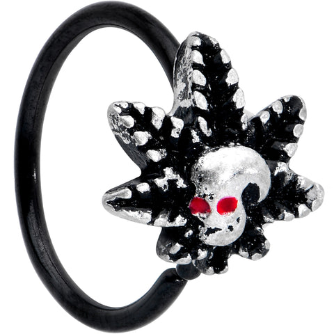 20G 5/16 Red Gem Black Pot Leaf Skull Nose Hoop