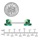 14G 9/16 Glitter Top Hat Shamrock Barbell Nipple Ring Set