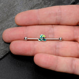 14G Glitter Top Hat Shamrock St Patricks Industrial Barbell 38mm