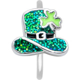 20G 5/16 Glitter Top Hat Shamrock St Patricks Nose Hoop