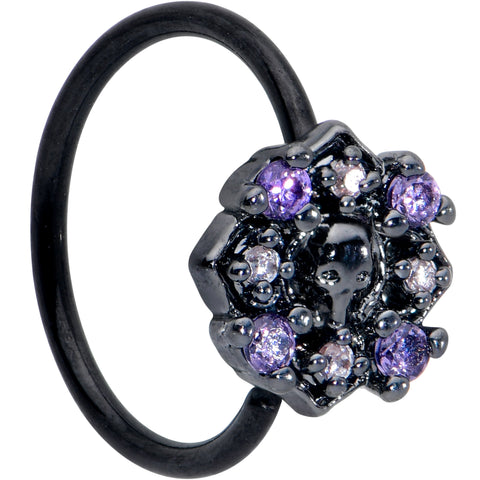 20G 5/16 Purple Gem Black Skull Circle Nose Hoop