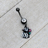 Clear Gem Black Funky Skunk Dangle Belly Ring