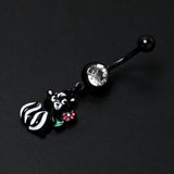 Clear Gem Black Funky Skunk Dangle Belly Ring