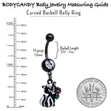 Clear Gem Black Funky Skunk Dangle Belly Ring
