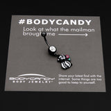 Clear Gem Black Funky Skunk Dangle Belly Ring