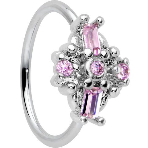 20G 5/16 Pink Gem Opulent Cross Nose Hoop