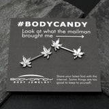 14G 3/4 Clear CZ Gem Pot Leaf Barbell Nipple Ring Set