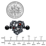 14G 9/16 Red Clear CZ Gem Black Floral Heart Nipple Shield Set