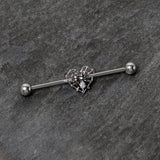 14G Clear CZ Gem Heart of Spider Industrial Barbell 38mm
