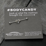 14G Clear CZ Gem Heart of Spider Industrial Barbell 38mm