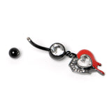 Clear Gem Black Bleeding Heart Dangle Belly Ring