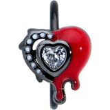 20G 5/16 Clear Gem Black Bleeding Heart Nose Hoop