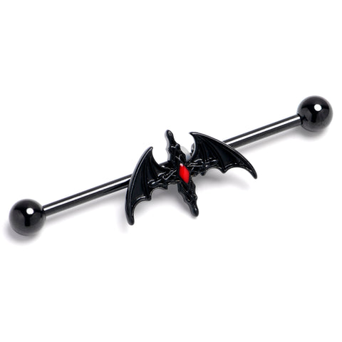 14G Black Soaring Bat Industrial Barbell 38mm