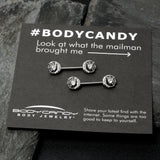 14G 9/16 Clear CZ Gem Heart Web Moon Barbell Nipple Ring Set