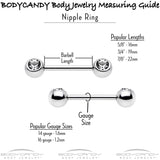 14G 9/16 Clear CZ Gem Heart Web Moon Barbell Nipple Ring Set