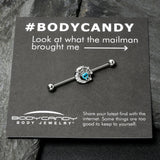 14G Blue CZ Gem Heart Web Moon Industrial Barbell 38mm