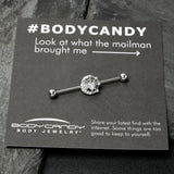 14G Clear CZ Gem Heart Web Moon Industrial Barbell 38mm