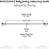 14G Clear CZ Gem Heart Web Moon Industrial Barbell 38mm