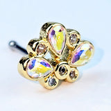 20G 1/4 Aurora Gem Golden Crown Deluxe Nose Bone