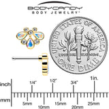 20G 1/4 Aurora Gem Golden Crown Deluxe Nose Bone