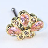 20G 1/4 Pink Gem Golden Crown Deluxe Nose Bone