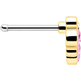 20G 1/4 Pink Gem Golden Crown Deluxe Nose Bone