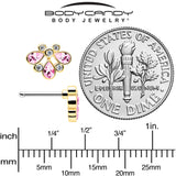 20G 1/4 Pink Gem Golden Crown Deluxe Nose Bone