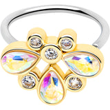 20G 5/16 Aurora Gem Golden Crown Deluxe Nose Hoop