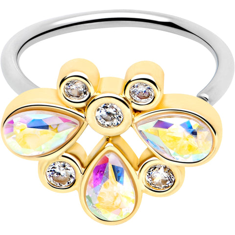 20G 5/16 Aurora Gem Golden Crown Deluxe Nose Hoop