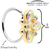 20G 5/16 Aurora Gem Golden Crown Deluxe Nose Hoop